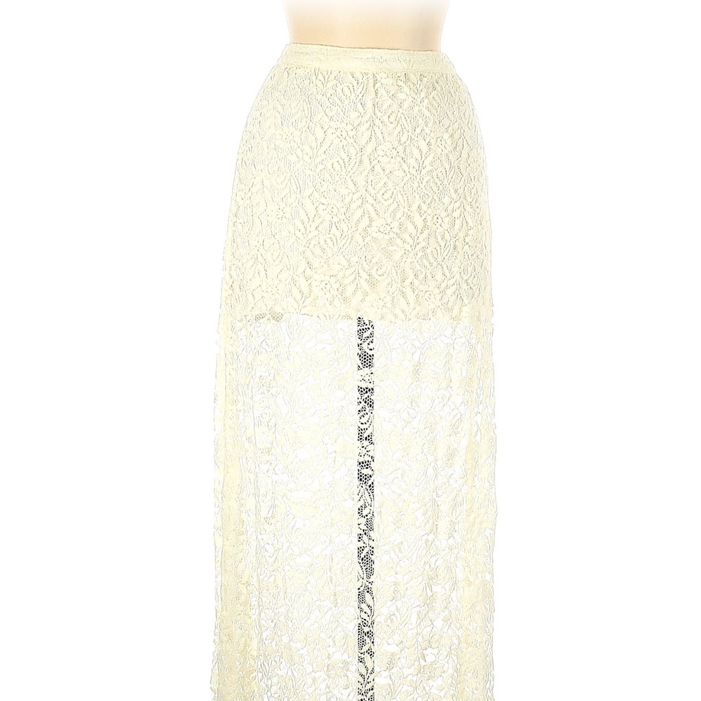 Abercrombie and Fitch Ivory Maxi Lace Skirt, Women's Small